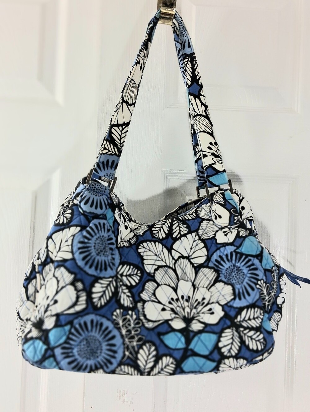 Vera Bradley Blue Bayou Emily Satchel Quilted Floral Shoulder Bag Purse Vintage